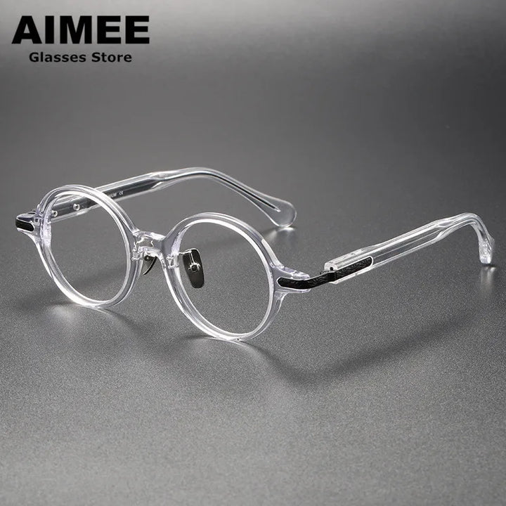 Aimee Unisex Full Rim Round Titanium Acetate Eyeglasses 80854 Full Rim Aimee Transparent  