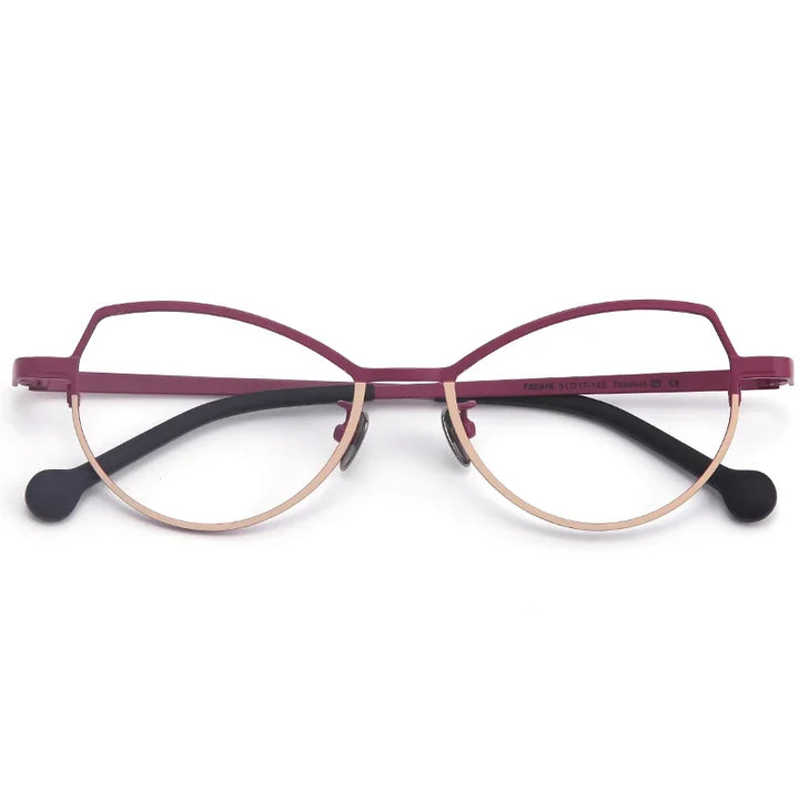 Aror Women's Full Rim Oval Cat Eye Titanium Eyeglasses 511745