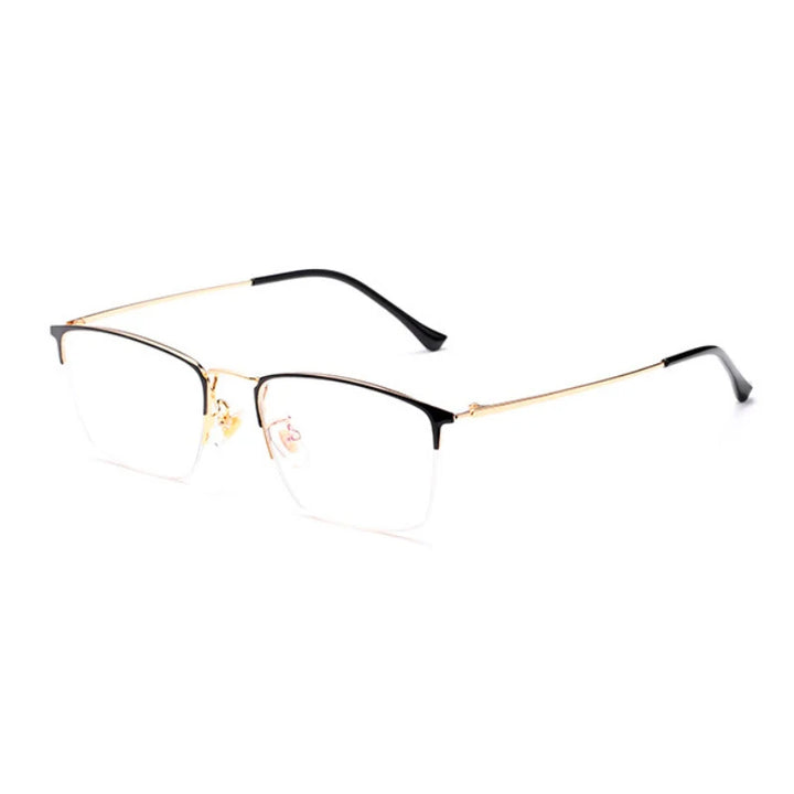 Hotochki Men's Semi Rim Square Titanium Eyeglasses J8017 Semi Rim Hotochki black-gold  