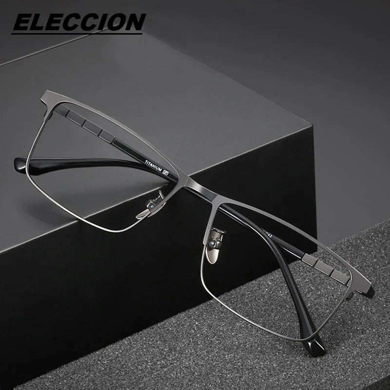 Eleccion Unisex Full Rim Square Titanium Eyeglasses 89188 Full Rim Eleccion