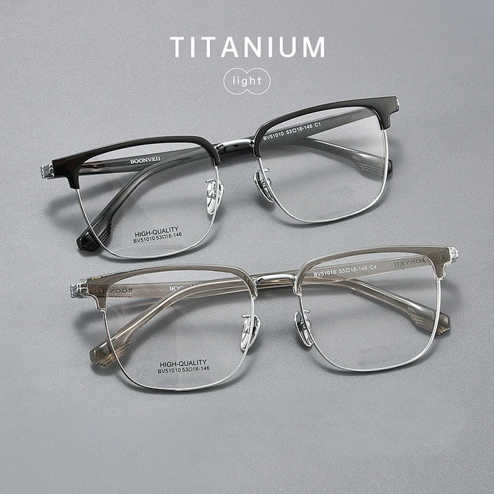 KatKani Men's Full Rim Square Titanium Tr 90 Eyeglasses B51010 Full Rim KatKani Eyeglasses   