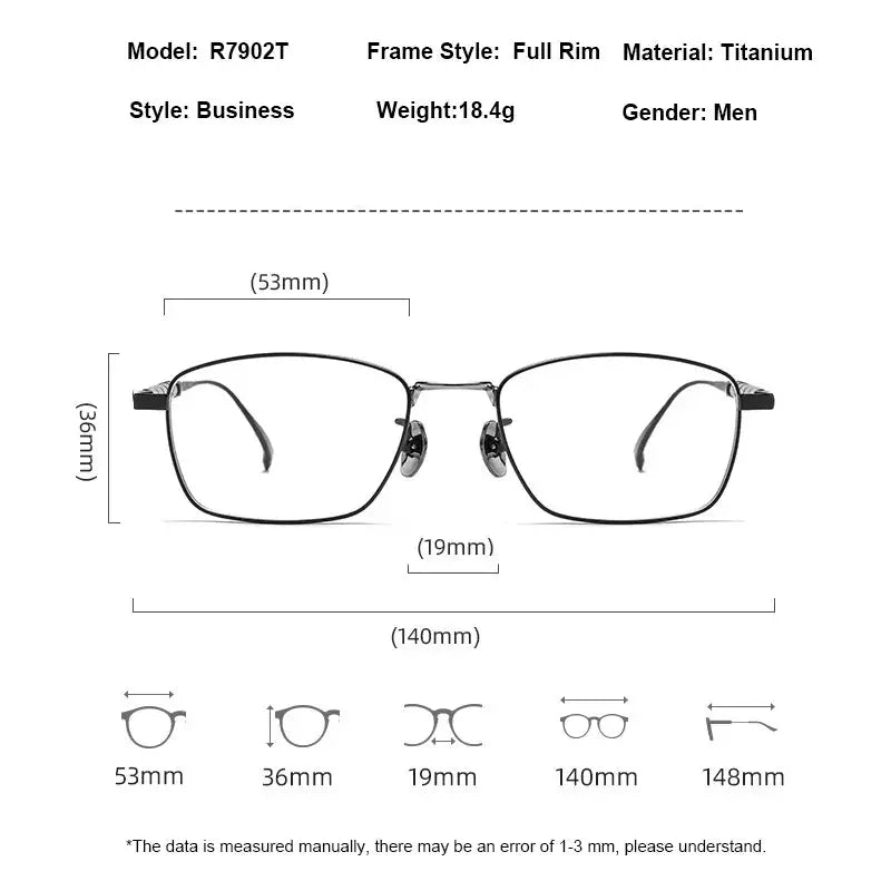 Gmei 790200 Men's Full Rim Polygon Square Titanium Frames FuzWeb