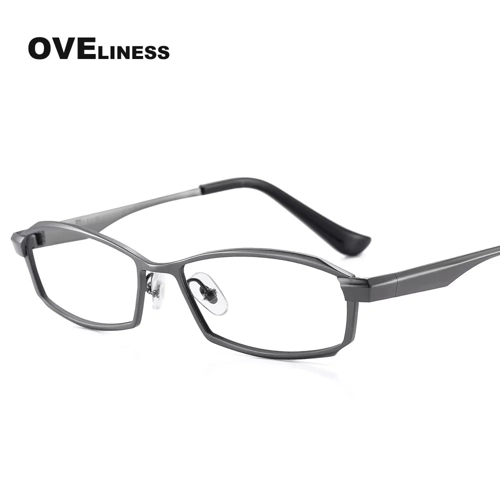 Oveliness Men's Full Rim Oval Rectangle Titanium Sport Eyeglasses 38718 Full Rim Oveliness Gun