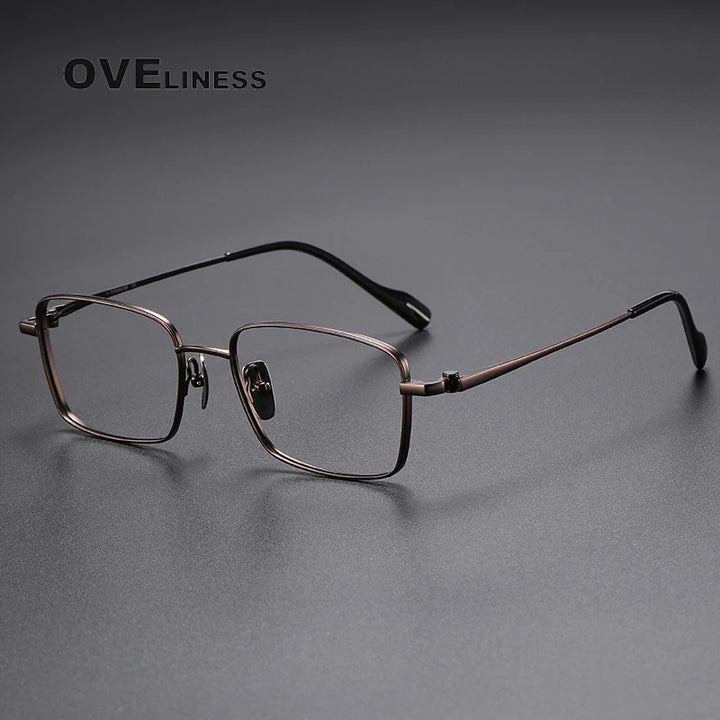 Oveliness Unisex Full Rim Square Titanium Eyeglasses 81015 Full Rim Oveliness bronze  