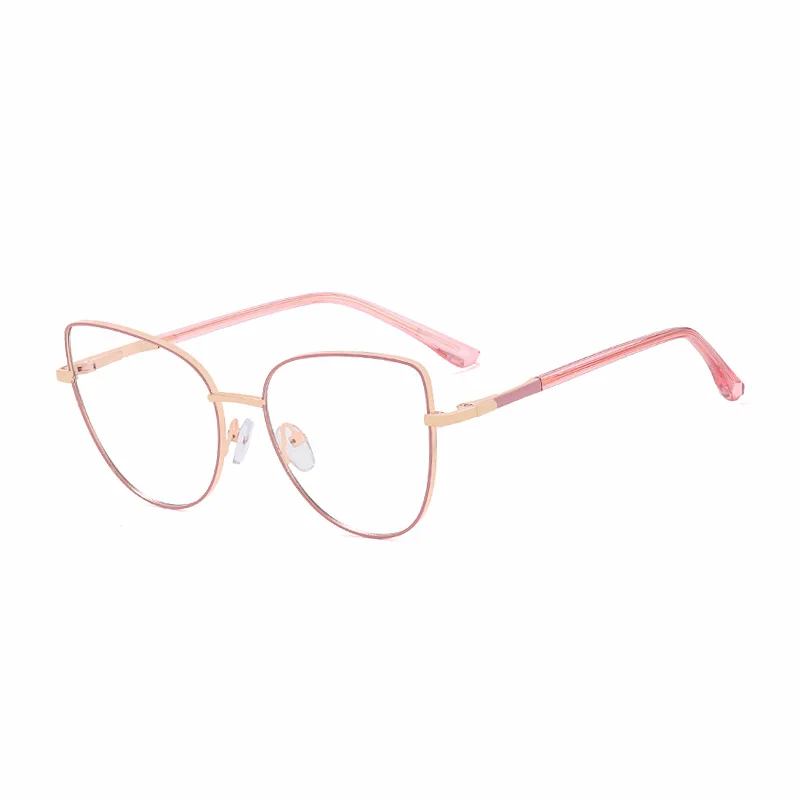 Ralferty Women's Full Rim Square Cat Eye Alloy Eyeglasses R81530 Full Rim Ralferty C4 Pink CHINA 