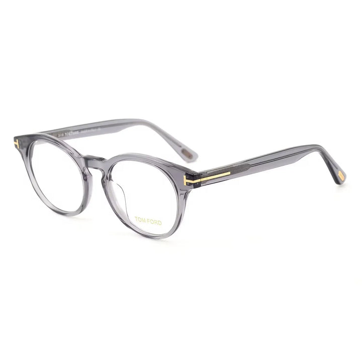 Yimaruili Unisex Full Rim Round Acetate Eyeglasses Y5557 Full Rim Yimaruili Eyeglasses Transparent Gray  