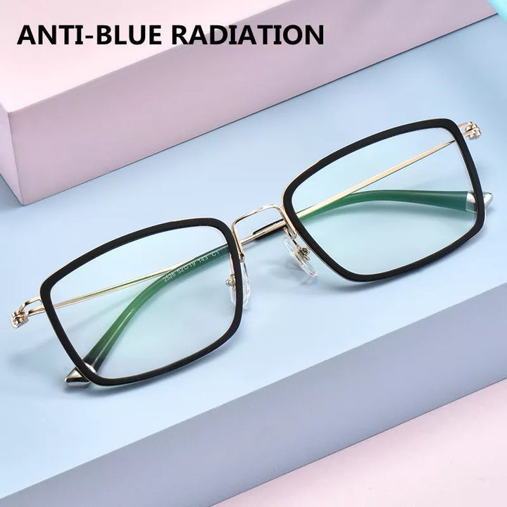 Kocolior Unisex Full Rim Acetate Alloy Square Hyperopic Reading Glasses 2526 Reading Glasses Kocolior   