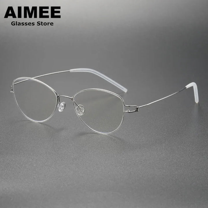 Aimee Unisex Full Rim Oval Screwless Titanium Eyeglasses 12514 Full Rim Aimee Silver  