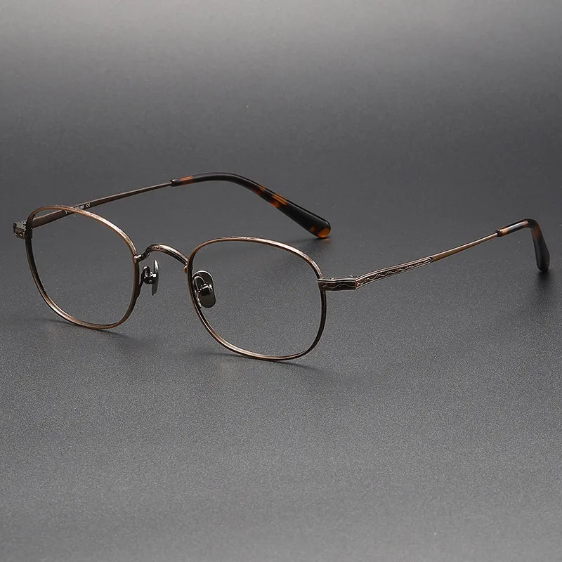 Black Mask Women's Full Rim Round Square Titanium Eyeglasses 9125 Full Rim Black Mask Bronze  