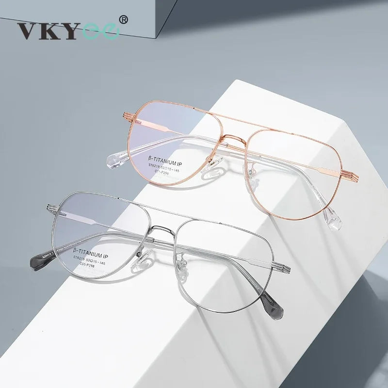 Vicky Mens Full Rim Double Bridge Square Titanium Reading Glasses St6219 Reading Glasses Vicky   