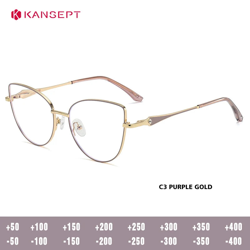 Kansept Women's Full Rim Oval Cat Eye Alloy Reading Glasses