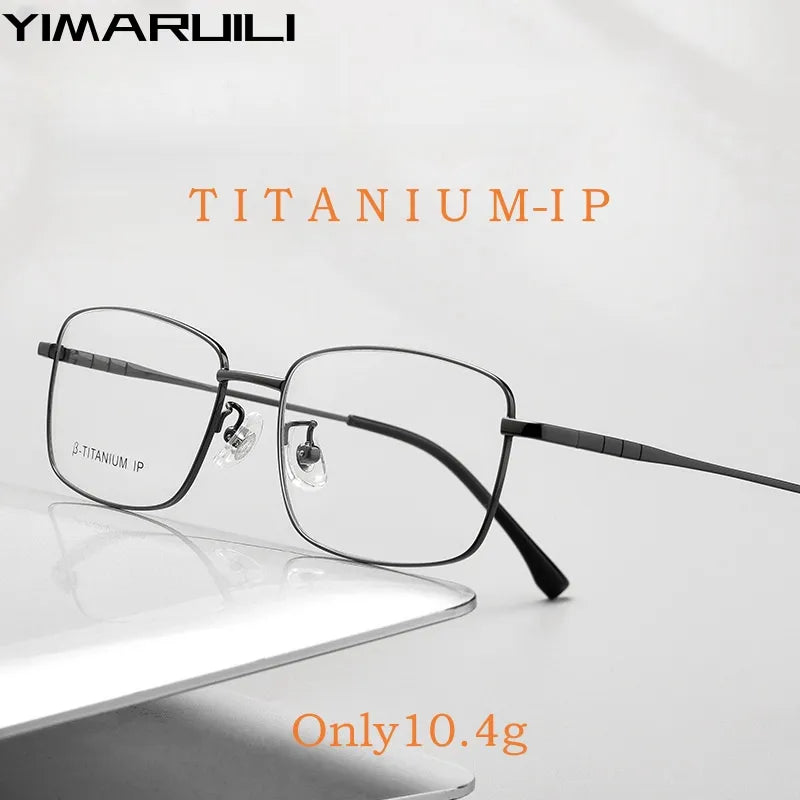 Yimaruili Men's Full Rim Square Titanium Eyeglasses Mc82208 Full Rim Yimaruili Eyeglasses   