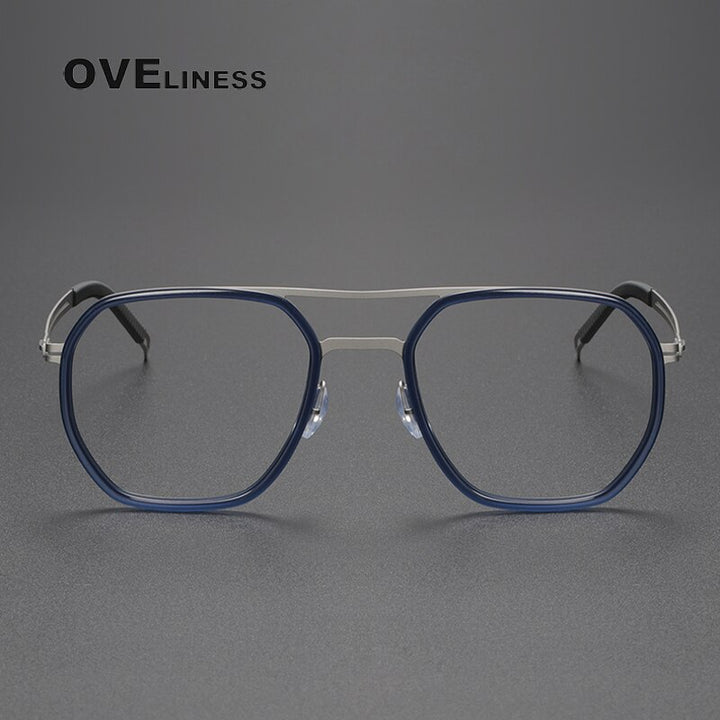 Oveliness Full Rim Square Double Bridge Titanium Eyeglasses 8202310 Full Rim Oveliness   