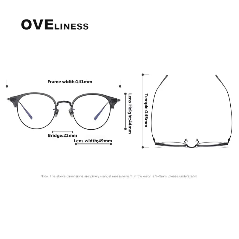 Oveliness Unisex Full Rim Round Acetate Titanium Eyeglasses 314029