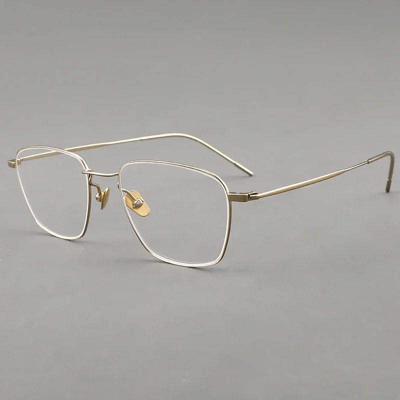 Aror Unisex Full Rim Polygon Square Titanium Eyeglasses 48710 Full Rim Aror gold