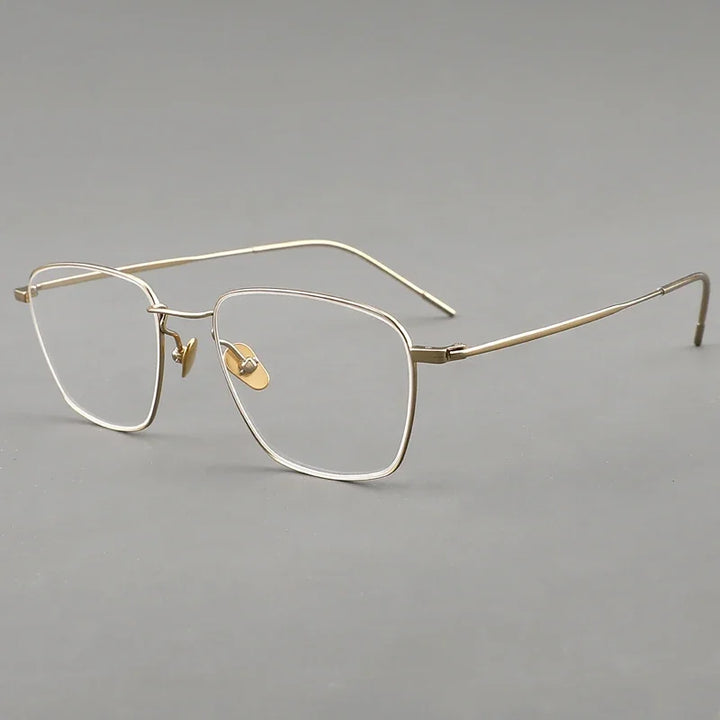 Aror Unisex Full Rim Polygon Square Titanium Eyeglasses 48710 Full Rim Aror gold