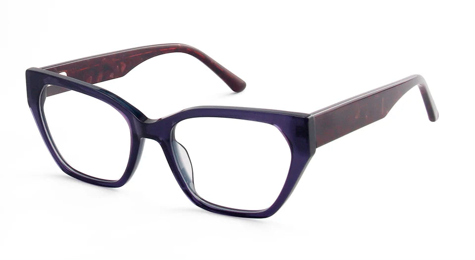 Esnbie Women's Full Rim Polygon Cat Eye Acetate Eyeglasses 49009