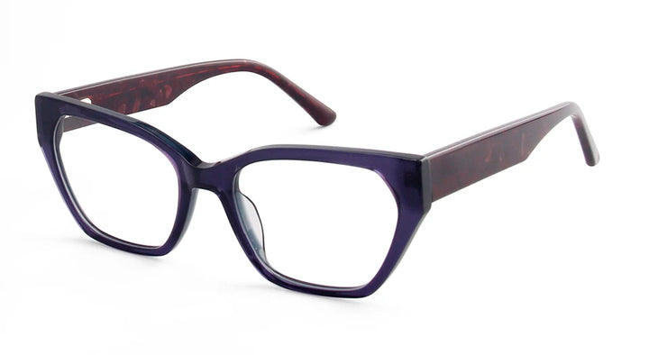 Esnbie Women's Full Rim Polygon Cat Eye Acetate Eyeglasses 49009