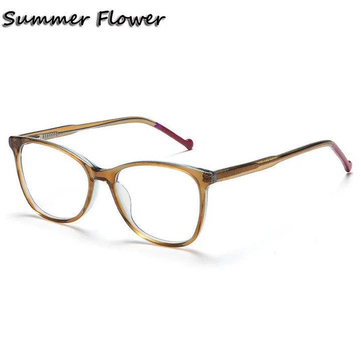 Summer Flower Women's Full Rim Square Cat Eye Acetate Eyeglasses 81002