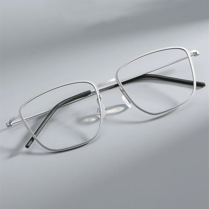 Black Mask Unisex Full Rim Square Screwless Titanium Eyeglasses 635525