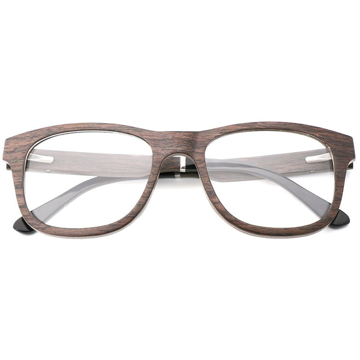 Hdcrafter Men's Full Rim Wood Eyeglasses 56362 Full Rim Hdcrafter Eyeglasses Walunt Wood  