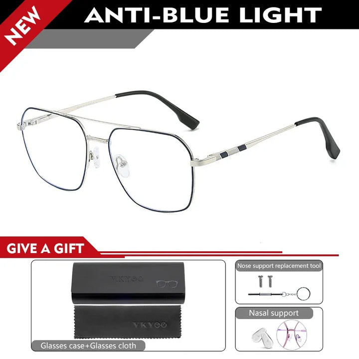 Vicky Unisex Full Rim Square Double Bridge Alloy Reading Glasses 46905 Reading Glasses Vicky   