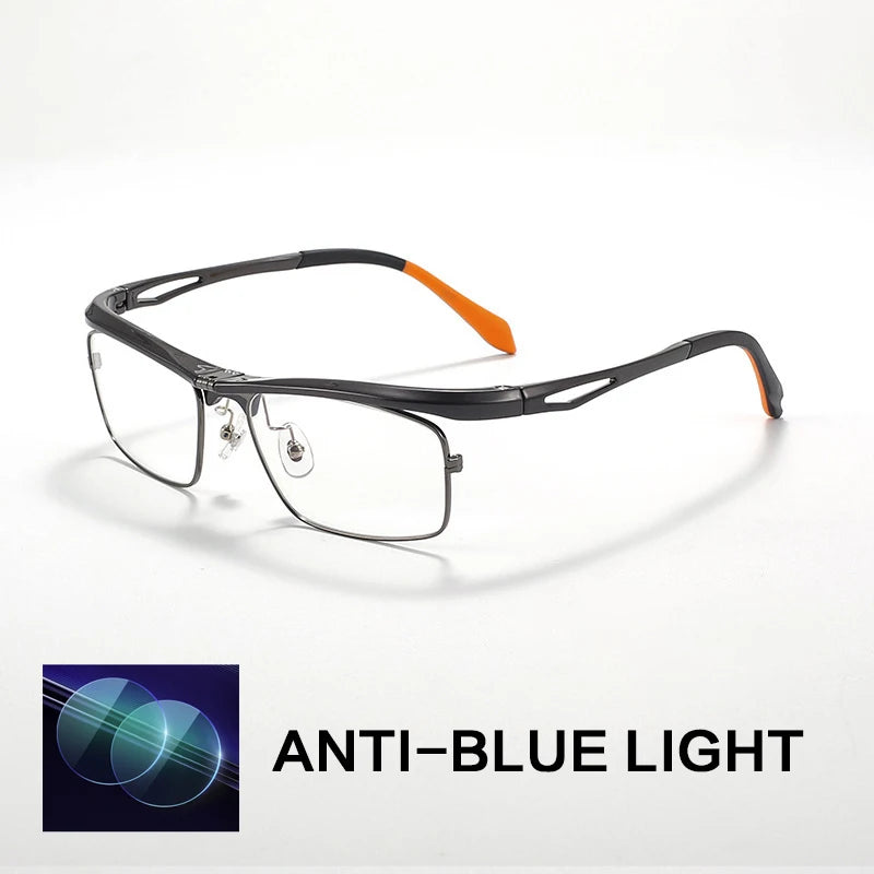 Gatenac Unisex Full Rim Flip Up Square Photochromic Alloy Reading Glasses 679001