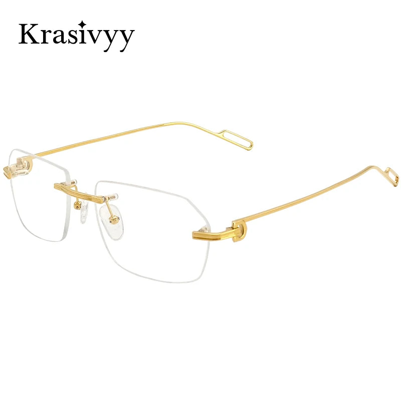 Krasivyy Unisex Rimless Polygon Square Titanium Eyeglasses 1620 Rimless Krasivyy   