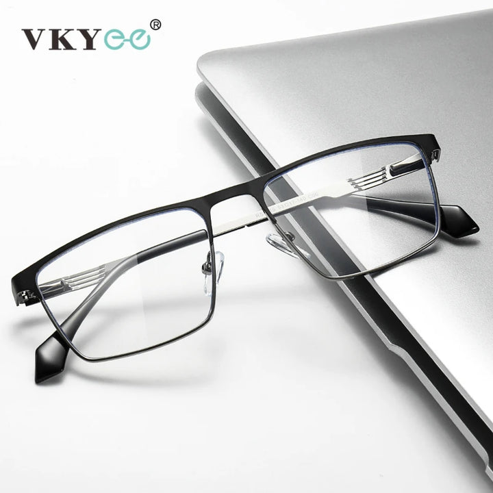 Vicky Women's Full Rim Brow Line Square Alloy Reading Glasses 46915 Reading Glasses Vicky   