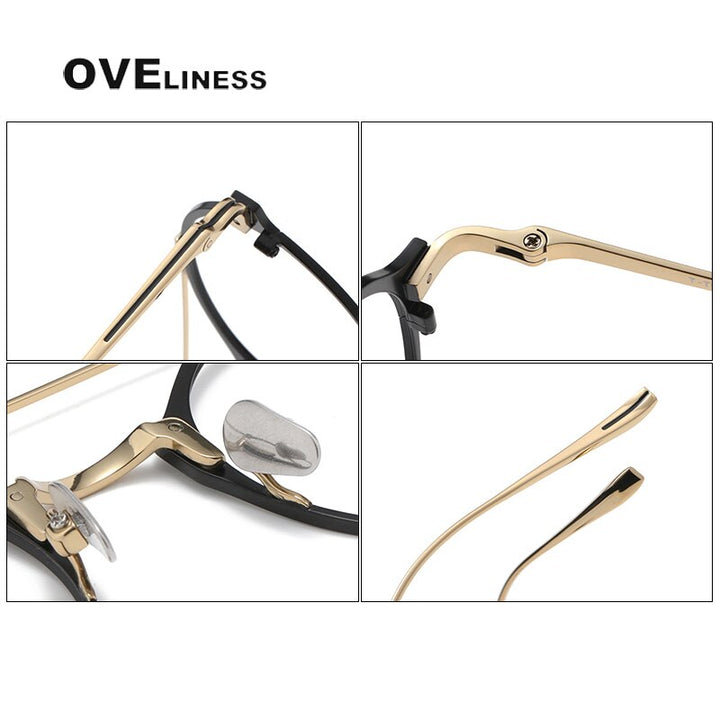 Oveliness Unisex Full Rim Round Double Bridge Titanium Eyeglasses Kj30 Full Rim Oveliness   