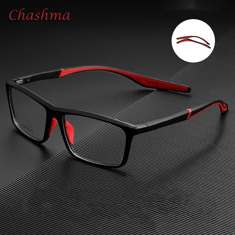 Chashma Ochki Men's Full Rim Square Tr 90 Sport Eyeglasses 1220 Full Rim Chashma Ochki   