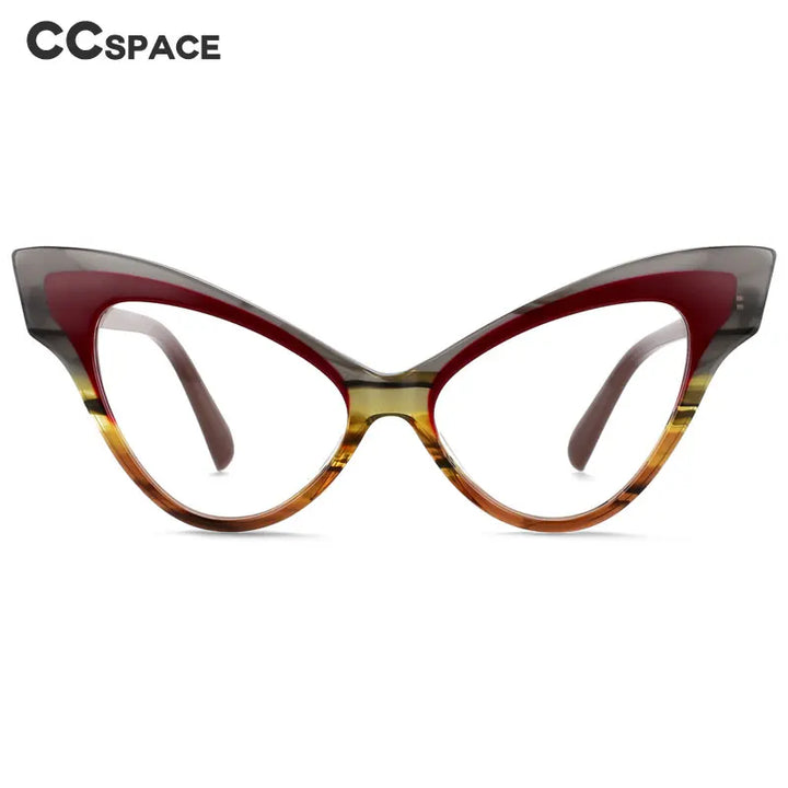 CCspace Unisex Full Rim Oversized Cat Eye Acetate Eyeglasses 55270 Full Rim CCspace   