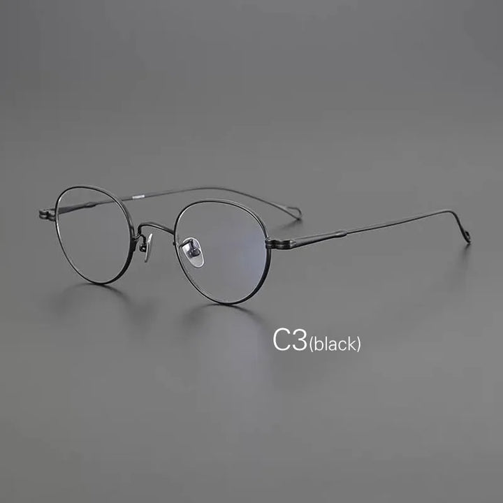 Yujo Unisex Full Rim Classic Pure Titanium Eyeglasses 07 — view 4 | Yujo at FuzWeb