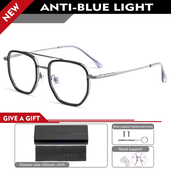 Vicky Unisex Full Rim Oval Double Bridge Titanium Reading Glasses 621361