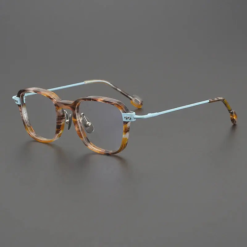 Gatenac Unisex Full Rim Big Square Acetate Titanium Eyeglasses 679009 FuzWeb