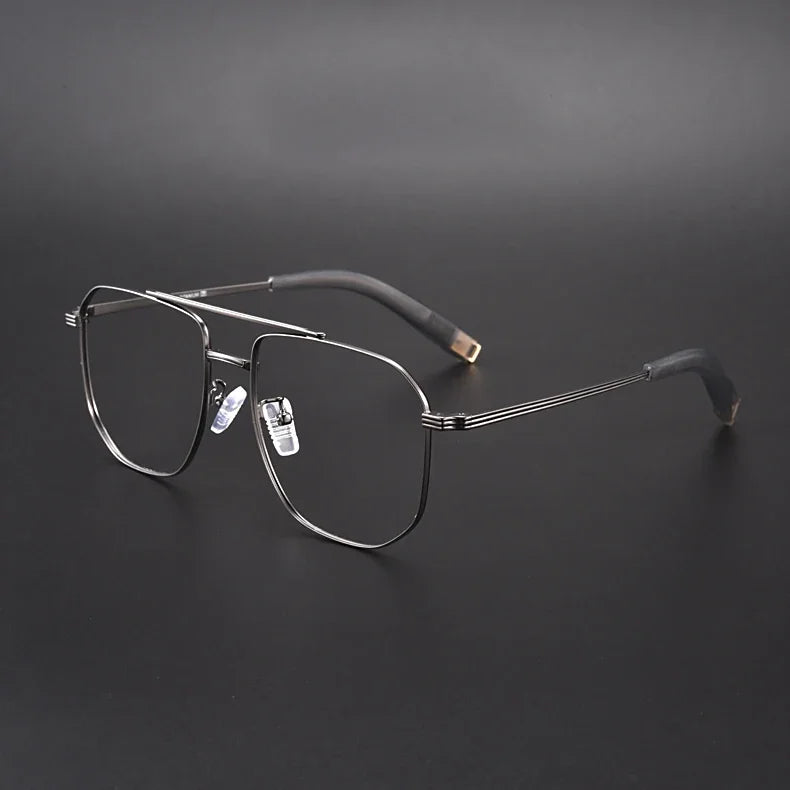 Aror Unisex Full Rim Square Double Bridge Titanium Eyeglasses 40942 Full Rim Aror C2