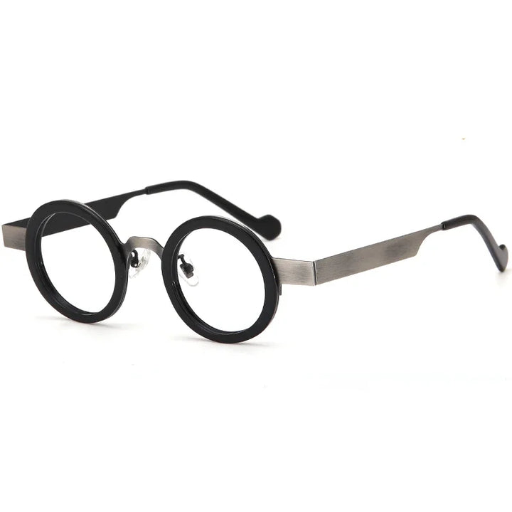 Aror Unisex Full Rim Round Alloy Acetate Eyeglasses 14118 Full Rim Aror C2