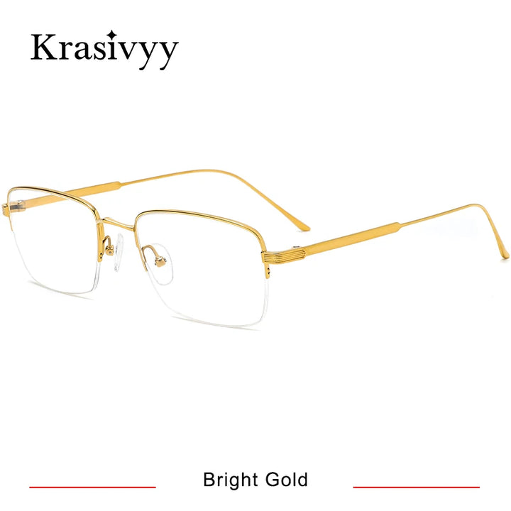 Krasivyy Unisex Semi Rim Square Titanium Eyeglasses 20262 Semi Rim Krasivyy Bright Gold