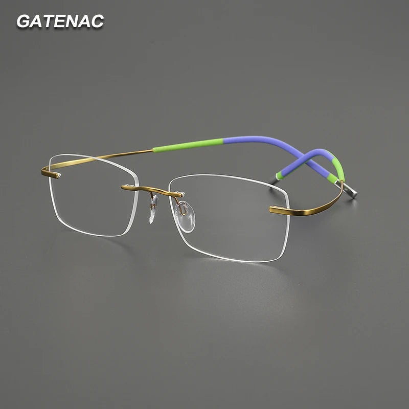 Gatenac Unisex Rimless Square Titanium Eyeglasses G85899