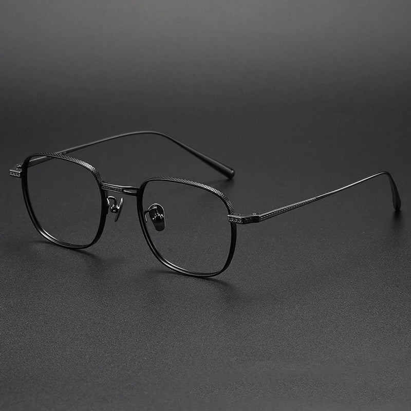 Black Mask Women's Full Rim Square Titanium Eyeglasses 7025 Full Rim Black Mask Gun Gray  