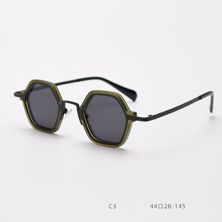 CCSpace Unisex Full Rim Polygonal Tr 90 Titanium Polarized Sunglasses 55689 Sunglasses CCspace Sunglasses A-Green 55689 