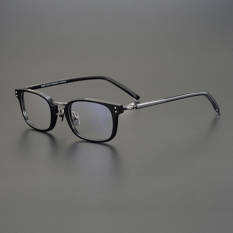 Gatenac Unisex Full Rim Square Acetate Eyeglasses Gxyj1052 Full Rim Gatenac Black  