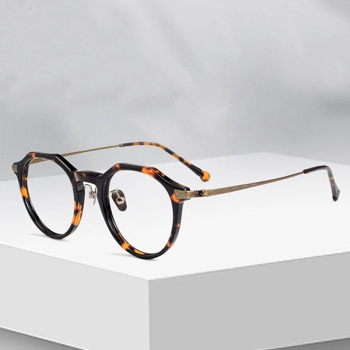 Black Mask Women's Full Rim Round Titanium Acetate Eyeglasses 54402