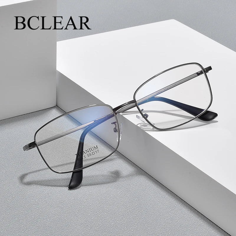 Bclear Unisex Full Rim Square Titanium Eyeglasses 8013 Full Rim Bclear   