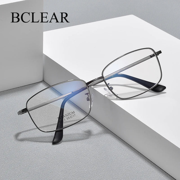 Bclear Unisex Full Rim Square Titanium Eyeglasses 8013