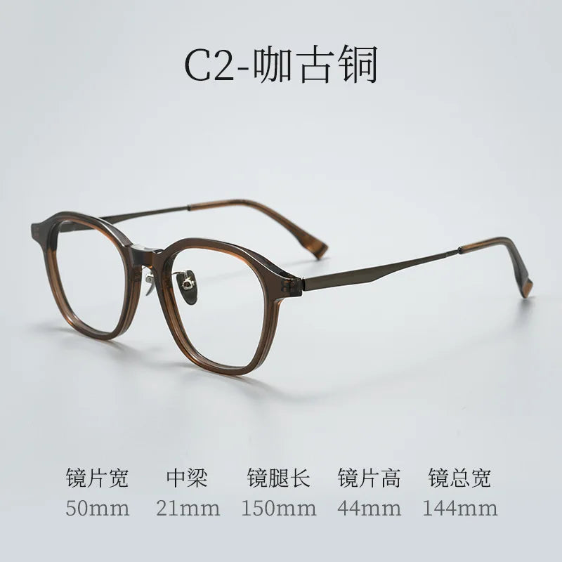 Bclear Unisex Full Rim Round Square Acetate Titanium Eyeglasses 633576