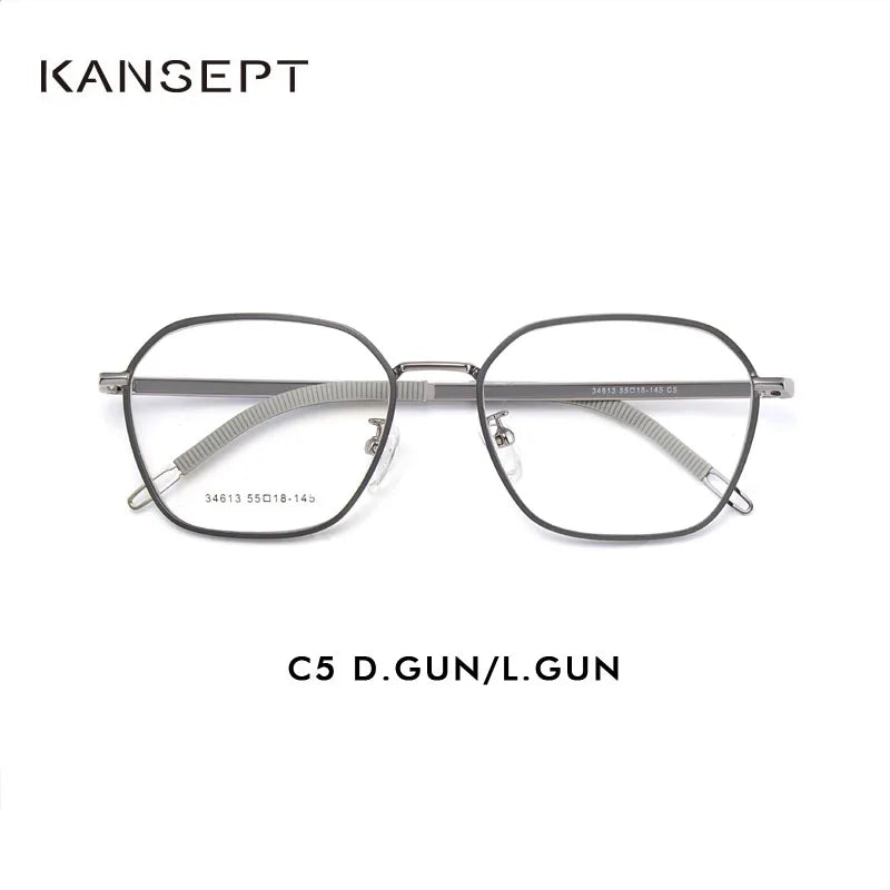 Kansept Men's Full Rim Big Polygon Stainless Steel Eyeglasses 34613 Full Rim Kansept 34613C5 CHINA 