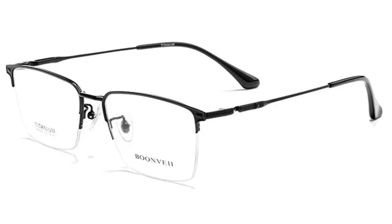 Brightzone Women's Semi Rim Square Titanium Eyeglasses 71203 Semi Rim Brightzone Black