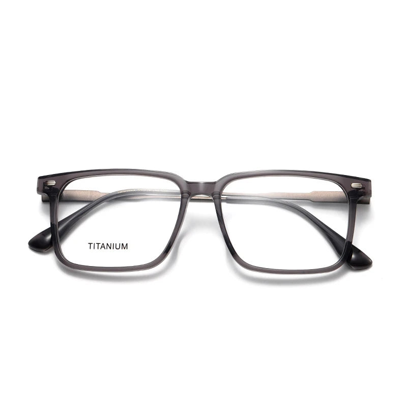 Aror Unisex Full Rim Square Acetate Titanium Eyeglasses 842194 Full Rim Aror Gray