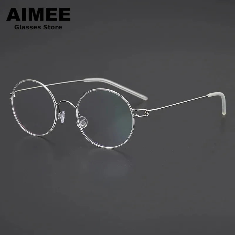 Aimee Women's Full Rim Round Screwless Titanium Eyeglasses 13120 Full Rim Aimee   